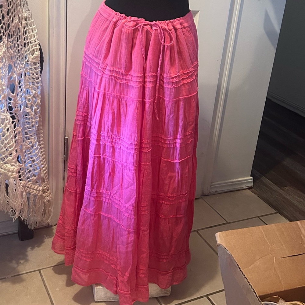 50%offw❤️ Women Prairie Boho Maxi Skirt High Waist Tiered Ruffle Jane Ashley M